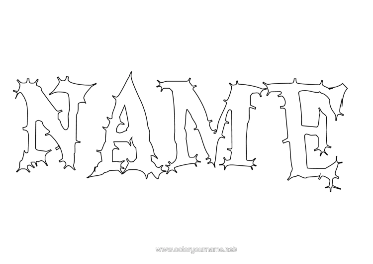 Colouring page to print Halloween Decorated Name