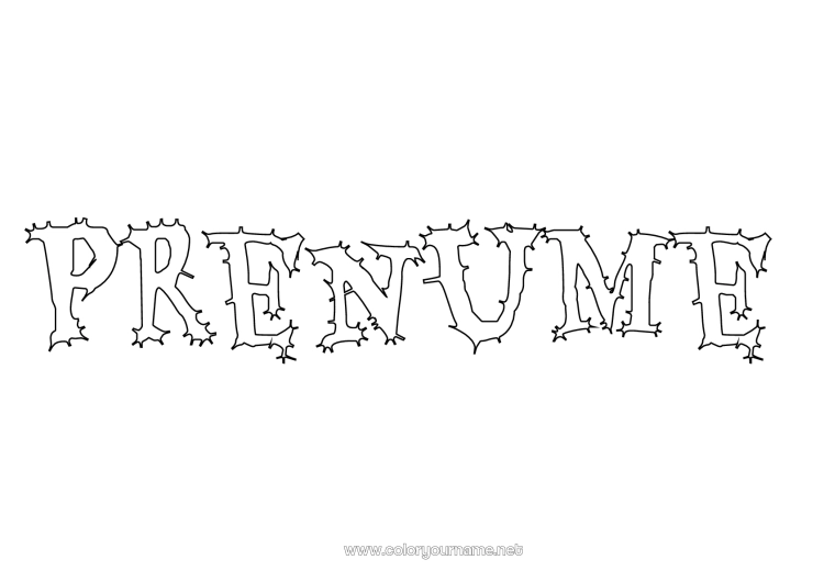 Pagină de colorat de imprimat Halloween Nume decorat