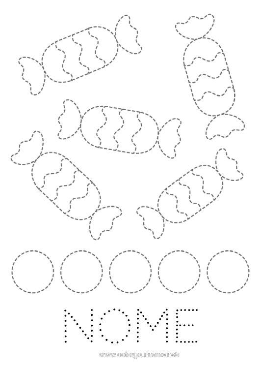 Página de desenho para imprimir Doces Desenhos para colorir fáceis Rastreie e Pinte