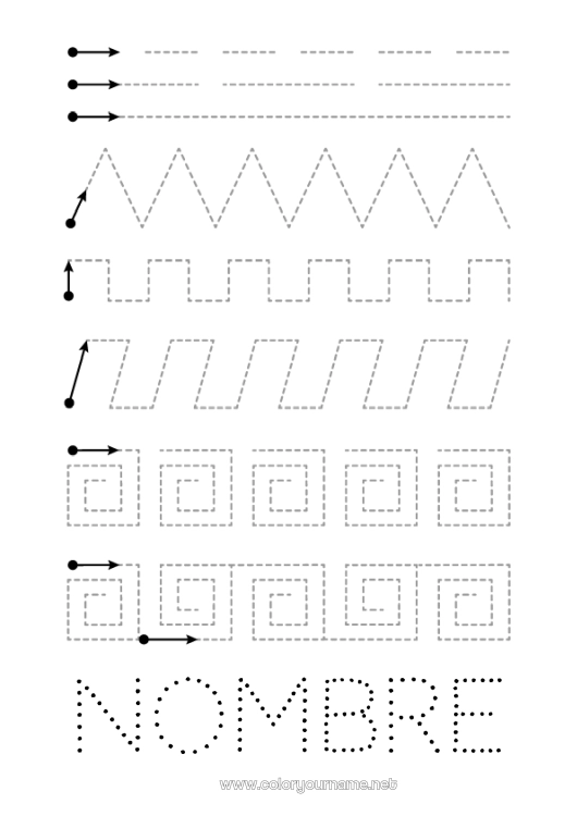 Dibujo para colorear para imprimir Trazo y color Formas geométricas Ficha de grafismo para educación infantil