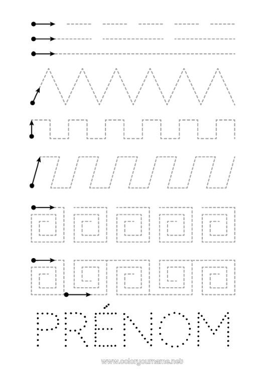 Coloriage à imprimer Trace et colorie Formes géométriques Fiche de graphisme maternelle