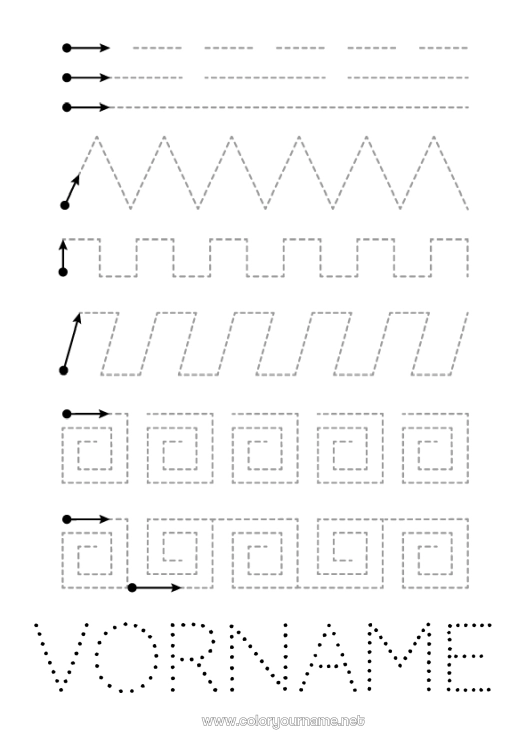 Malvorlage zum Ausdrucken Spur und Male Geometrische Formen Grafikblatt für den Kindergarten