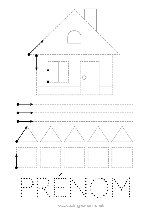 Coloriage à imprimer Maison Coloriages faciles Trace et colorie Fiche de graphisme maternelle