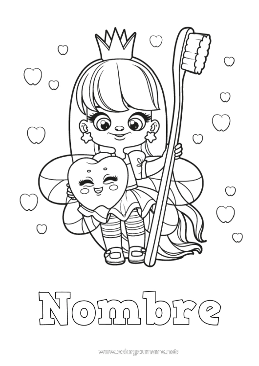 Dibujo para colorear para imprimir Diente de leche Ratoncito pérez Cepillo de dientes