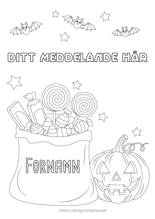 Färgläggningssida att skriva ut Fladdermus Godis Pumpa Ett godis eller ett spratt? Halloween Gottigheter, sötsaker Fåglar och flygande däggdjur
