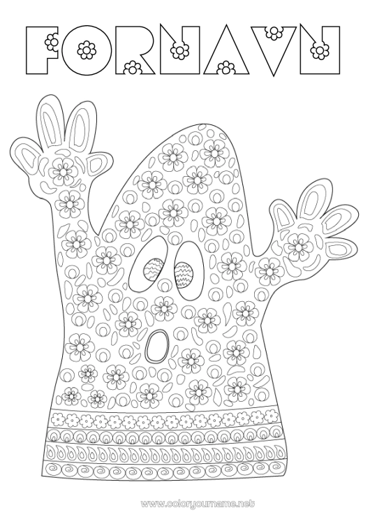 Fargeleggingssiden til utskrift Spøkelse Blomster Zentangle