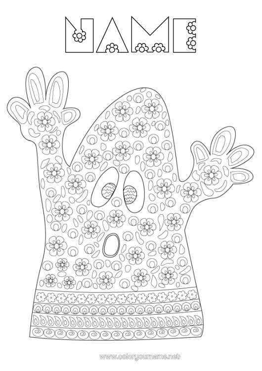Coloring page to print Ghost Flowers Zentangle