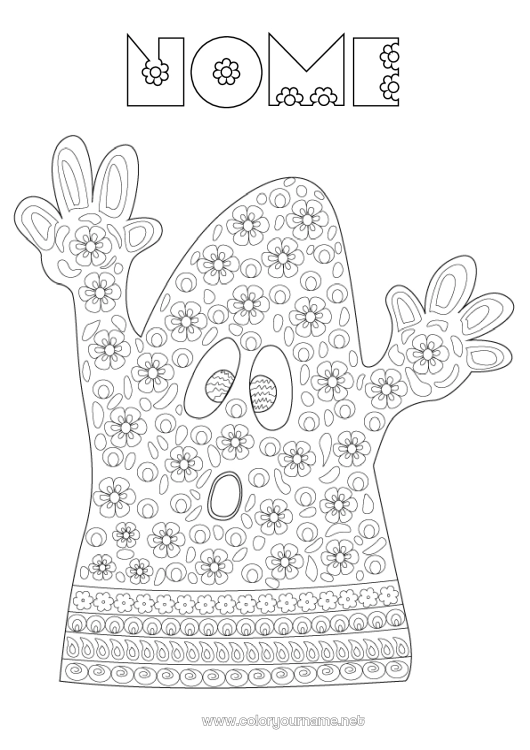 Pagina da colorare da stampare Fantasma Fiori Zentangle