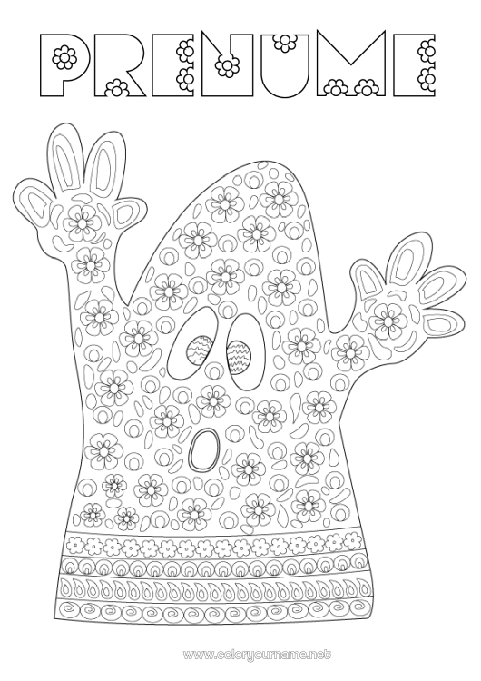 Pagină de colorat de imprimat Fantomă Flori Zentangle
