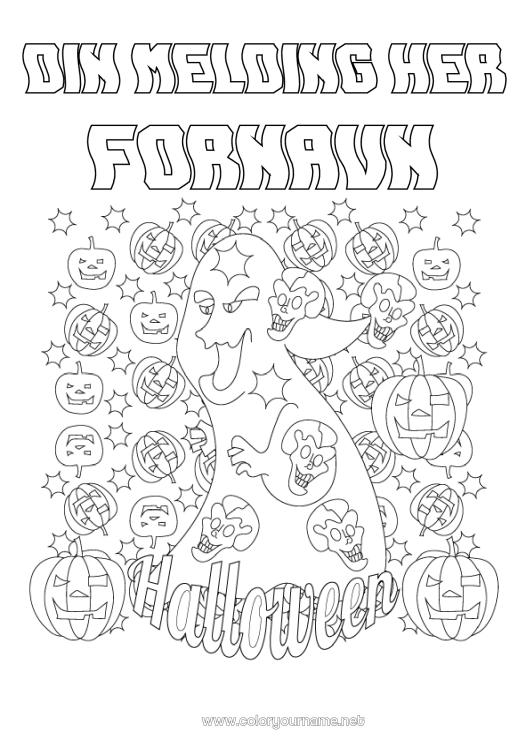 Fargeleggingssiden til utskrift Spøkelse Monster Gresskar Halloween Jack O'Lantern Påmelding