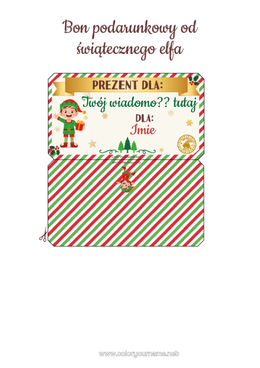 Kolorowanka do wydruku Świąteczne Skrzaty Misja Świątecznego Skrzata Tylko Jeden Psotny Skrzat Personalizowany Bon Podarunkowy Do Wydruku