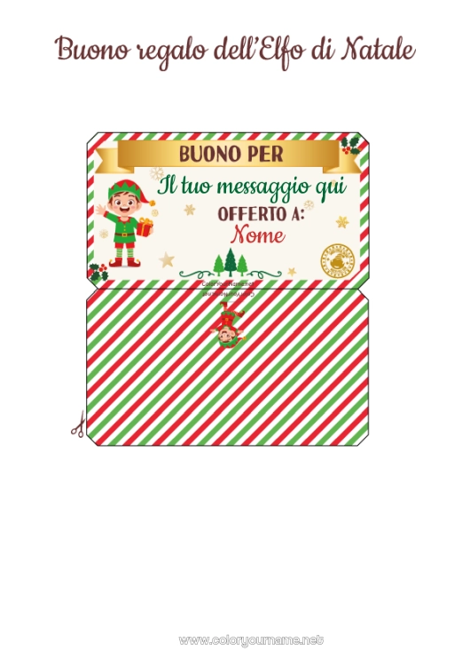 Pagina da colorare da stampare Elfo Di Natale Missione Dell'elf Di Natale Un Solo Folletto Burlone Buono Regalo Personalizzabile Da Stampare