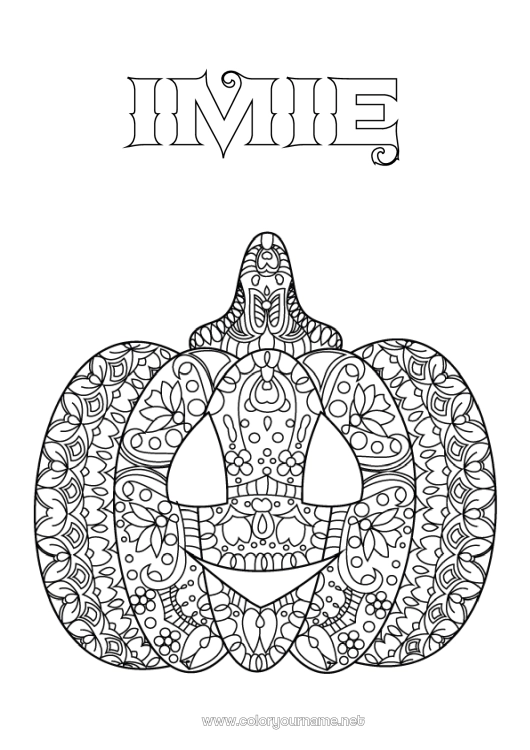 Kolorowanka do wydruku Dynia Jesień Jack O'Lantern Zentangle
