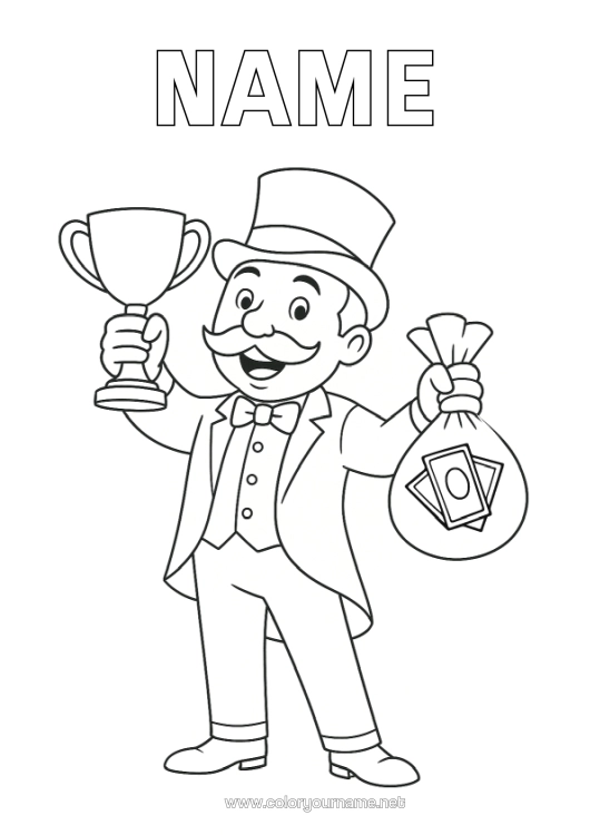 Colouring page to print Cup, Trophy, Medal Games And Toys Competitions And Awards Money Cup, Trophy