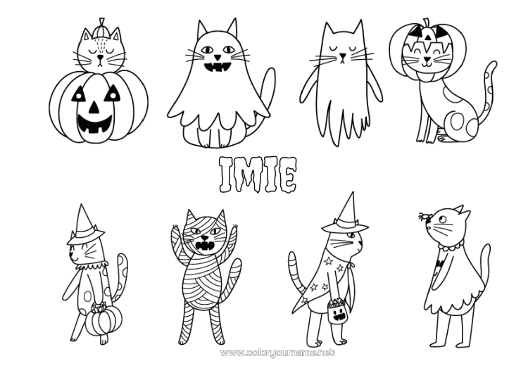Kolorowanka do wydruku Przebranie Mumifikacja Kot Halloween Zwierzę Psy i koty