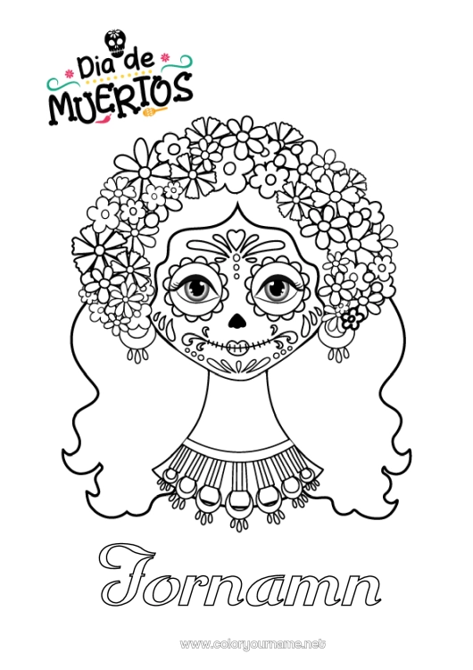 Färgläggningssida att skriva ut Blommor De dödas dag Catrina
