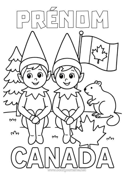 Coloriage à imprimer Lutins de Noël Coloriages lutins Canada Voyage de lutin farceur Plusieurs lutins farceurs Coloriage Lutins farceurs Voyageurs