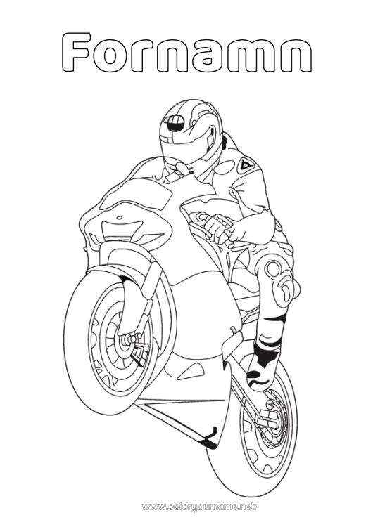 Färgläggningssida att skriva ut Fordon Motorcykel Tvåhjuliga fordon