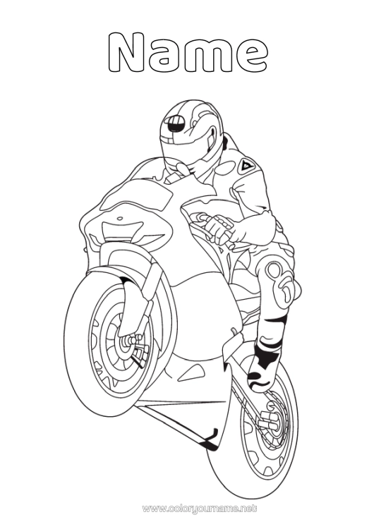 Colouring page to print Vehicles Motorbike Two-Wheeled Vehicles