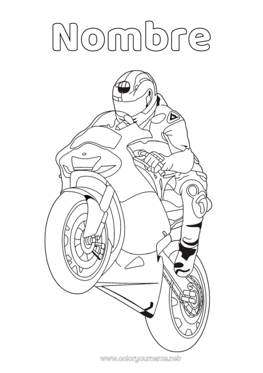 Dibujo para colorear para imprimir Vehículos Moto Vehículos de dos ruedas