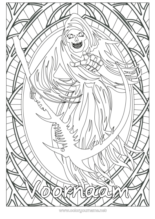 Kleurplaat om af te drukken Monster Skelet Halloween Complex Kleurplaten Eng Maaiers