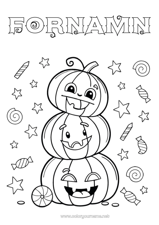 Färgläggningssida att skriva ut Godis Pumpa Halloween Jack O'Lantern