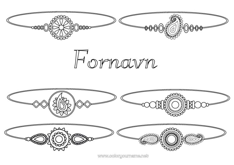 Farvelægningssiden til udskrivning Smykke Armbånd