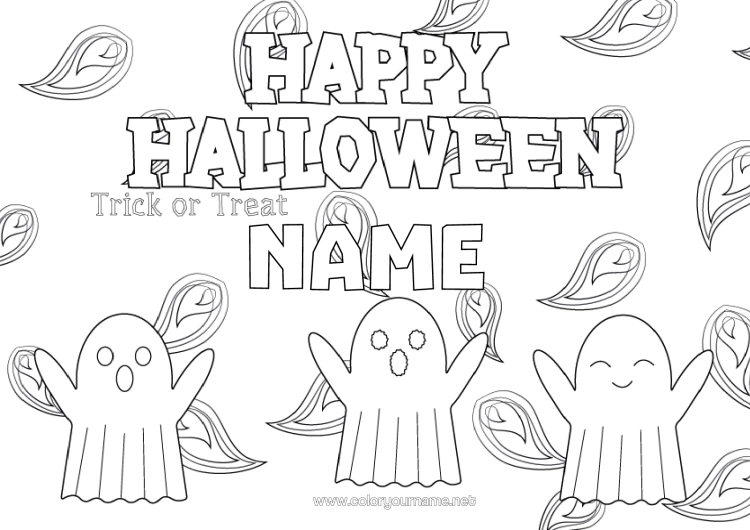 Colouring page to print Ghost Trick Or Treat? Halloween Halloween Sign-Up