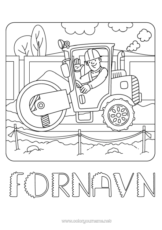 Farvelægningssiden til udskrivning Køretøjer Byggepladsudstyr Byggepladsens fag. Vibrationsplade