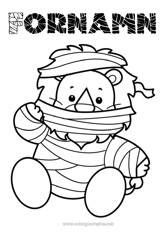 Färgläggningssida att skriva ut Mumie Lejon Djur Lätta målarbilder Afrikas vilda djur