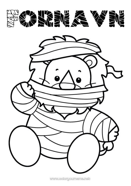 Farvelægningssiden til udskrivning Mumie Løve Dyr Nem farvelægning Afrikanske vilde dyr