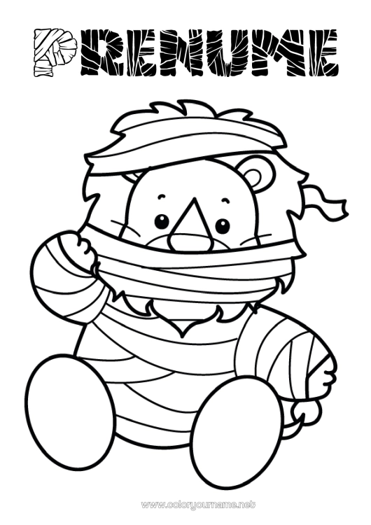 Pagină de colorat de imprimat Mumie Leu Animal Desene de colorat ușoare Animale sălbatice din Africa