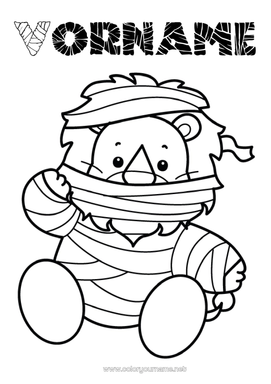 Malvorlage zum Ausdrucken Mumie Löwe Tier Einfache Ausmalbilder Wilde Tiere Afrikas