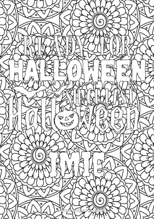 Kolorowanka do wydruku Kwiaty Halloween Mandala Złożone kolorowanki Tło dekoracyjne