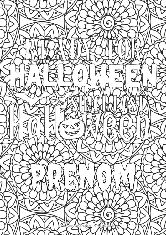 Coloriage à imprimer Fleurs Halloween Mandala Coloriages complexes Fond décoratif