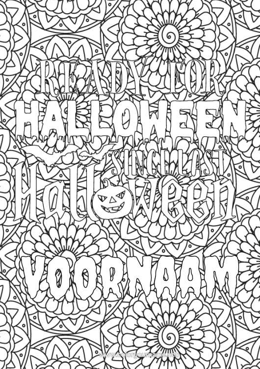 Kleurplaat om af te drukken Bloemen Halloween Mandala Complex Kleurplaten Decoratieve achtergrond