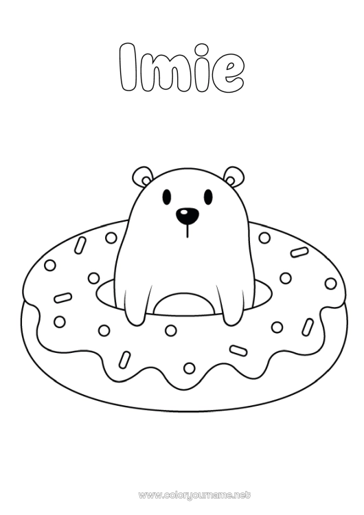 Kolorowanka do wydruku Niedźwiedź Uroczy Pączki Łatwe kolorowanki Zwierzęta leśne