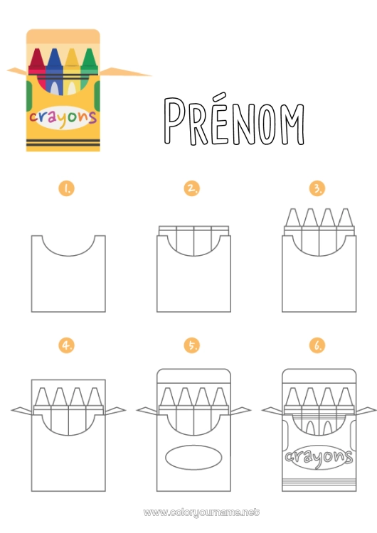 Coloriage à imprimer Activités enfants Crayon de couleur Crayon Fournitures scolaires Apprendre à dessiner