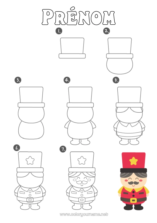 Coloriage à imprimer Noël Activités enfants Jeux et jouets Casse-noisette Apprendre à dessiner