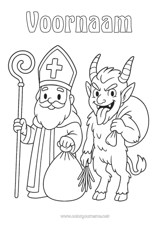 Kleurplaat om af te drukken Krampus Sinterklaas