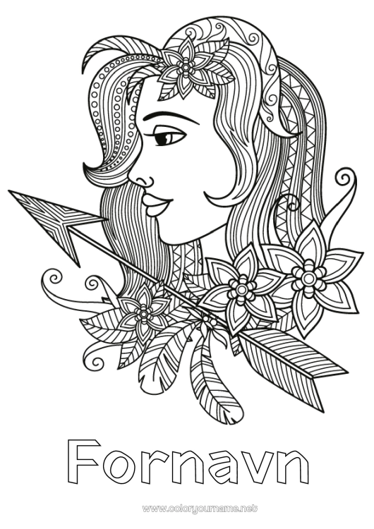 Fargeleggingssiden til utskrift Zentangle Stjernetegn Stjernetegn