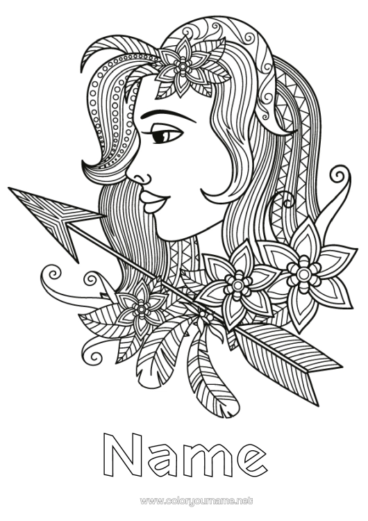 Colouring page to print Zentangle Zodiac Sign Zodiac Signs