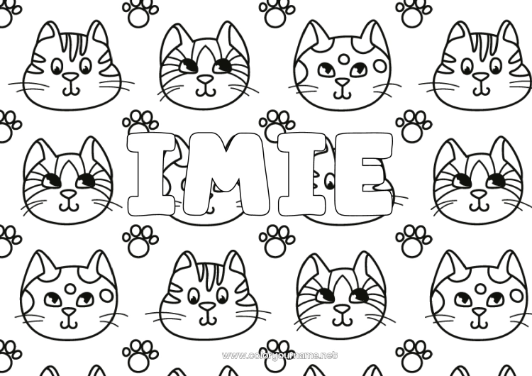 Kolorowanka do wydruku Kot Uroczy Psy i koty Tło dekoracyjne