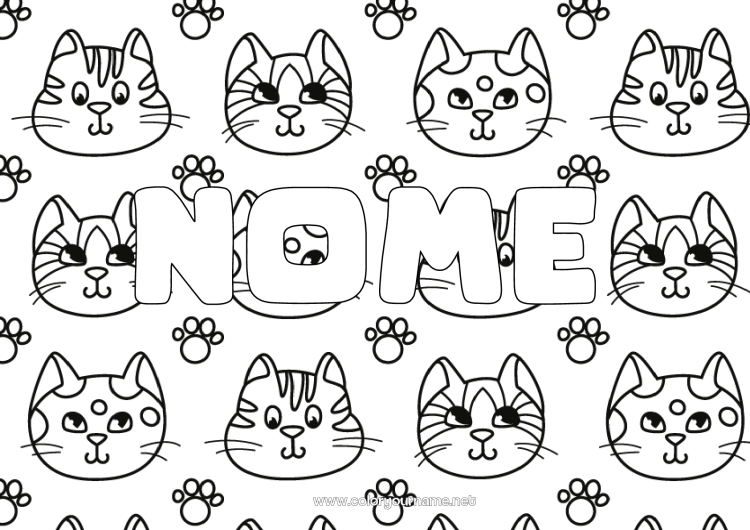 Página de desenho para imprimir Gato Kawaii Cães e gatos Fundo decorativo