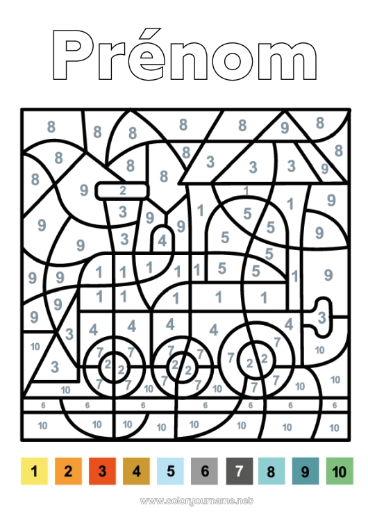 Coloriage à imprimer Coloriages magiques Activités enfants Train Locomotive Transport en commun terrestres