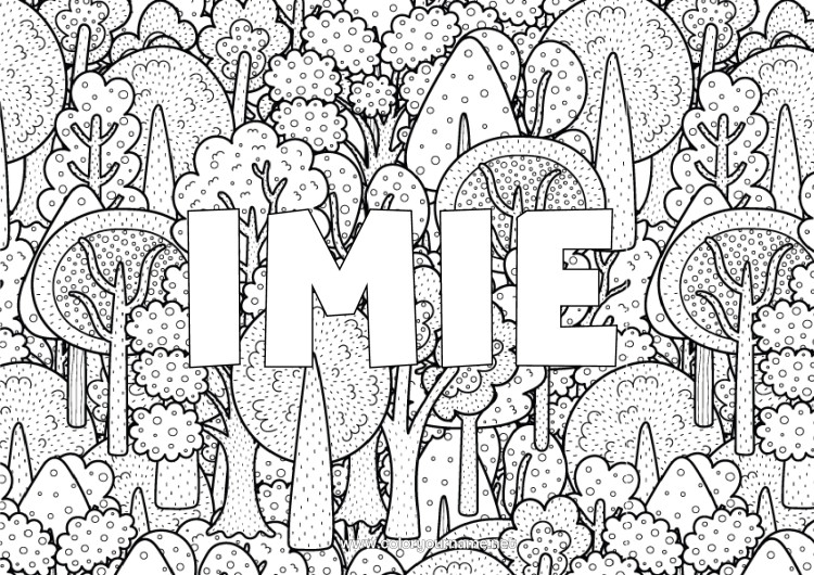 Kolorowanka do wydruku Drzewo Las Tło dekoracyjne