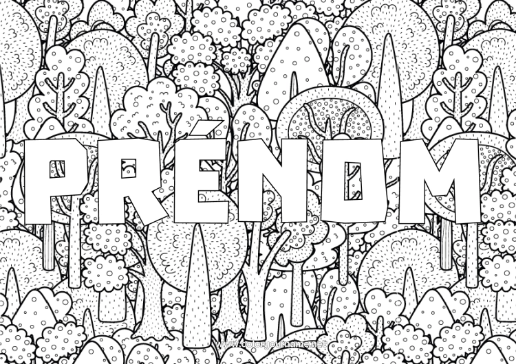 Coloriage à imprimer Arbre Forêt Fond décoratif