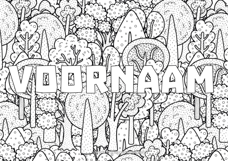 Kleurplaat om af te drukken Boom Bos Decoratieve achtergrond