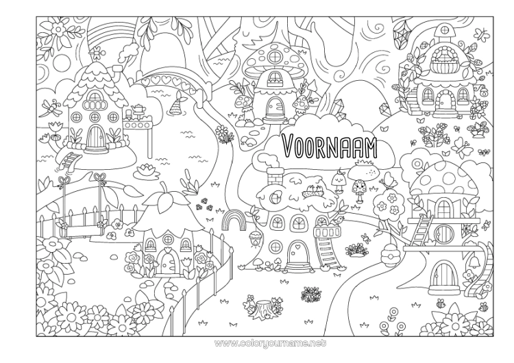 Kleurplaat om af te drukken Bloemen Paddestoel Bos