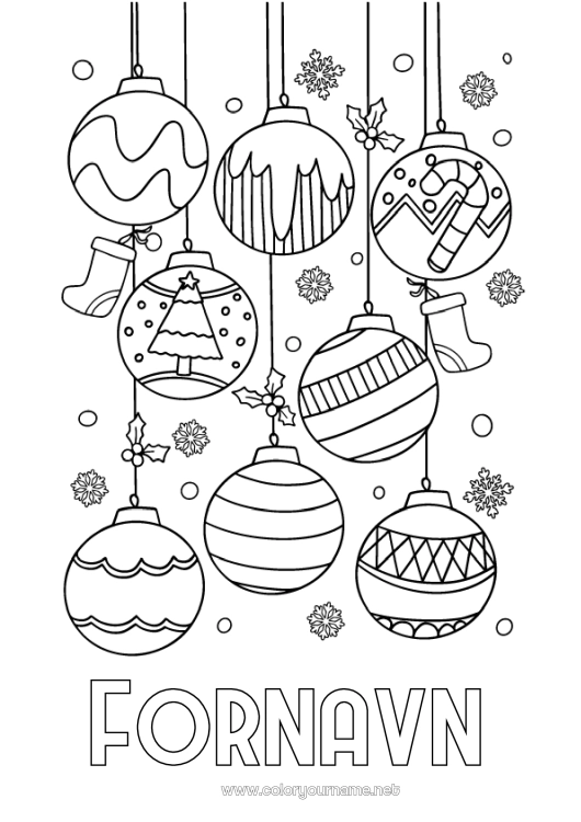 Farvelægningssiden til udskrivning Julepynt Julepynt